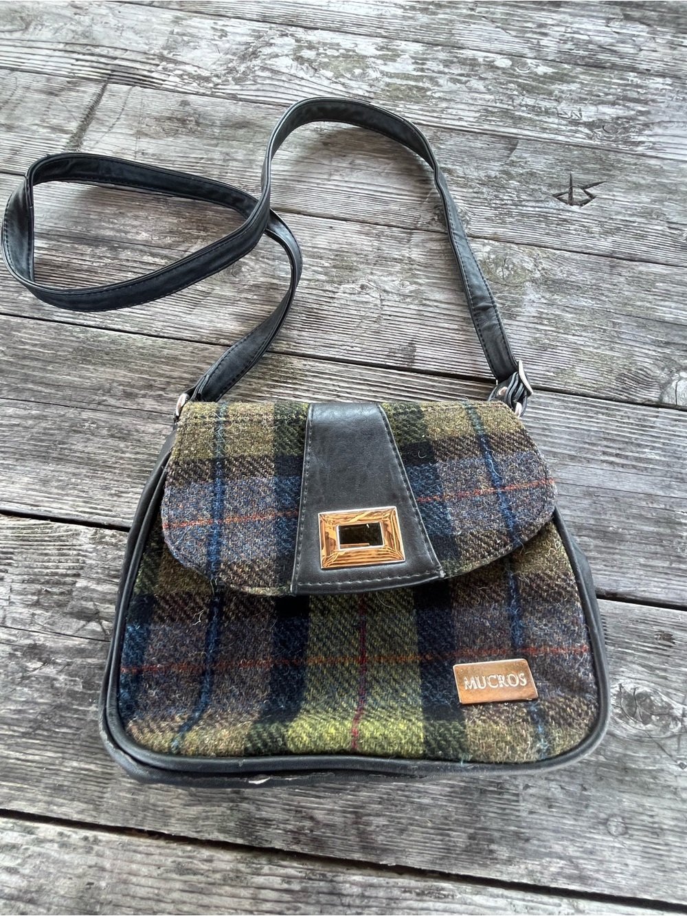 MUCROS Plaid Crossbody Bag in Multicolor Wool, from Ireland
